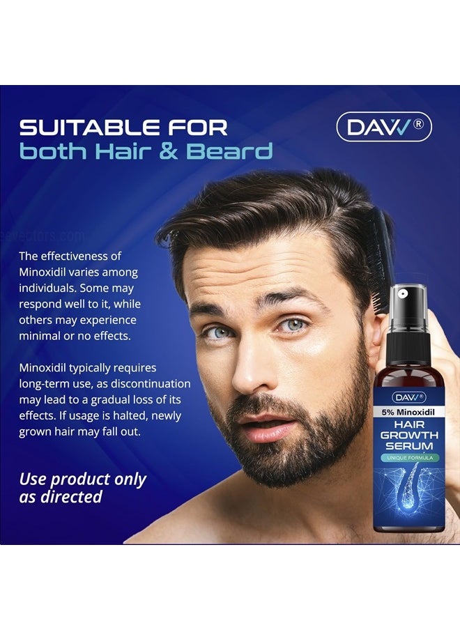 DAVV - 5% Minoxidil Hair Growth Serum For Men And With Biotin Hair Regrowth Treatment For Stronger Thicker Longer Hair help to Stop Thinning and loss hair 60 ML - Image 1