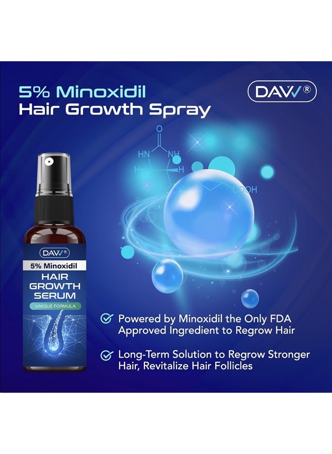 DAVV - 5% Minoxidil Hair Growth Serum For Men And With Biotin Hair Regrowth Treatment For Stronger Thicker Longer Hair help to Stop Thinning and loss hair 60 ML - Image 1