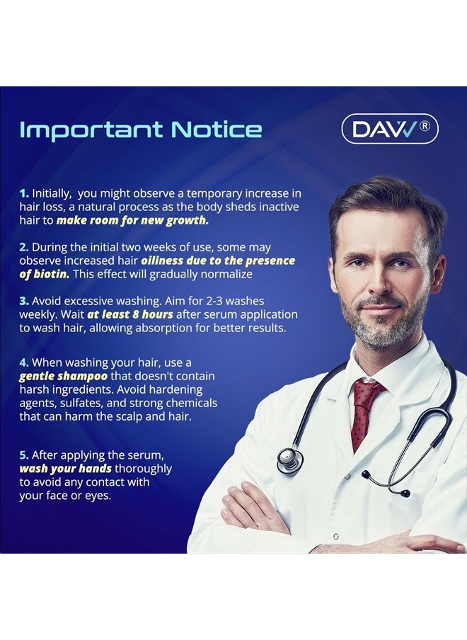 DAVV - 5% Minoxidil Hair Growth Serum For Men And With Biotin Hair Regrowth Treatment For Stronger Thicker Longer Hair help to Stop Thinning and loss hair 60 ML - Image 1