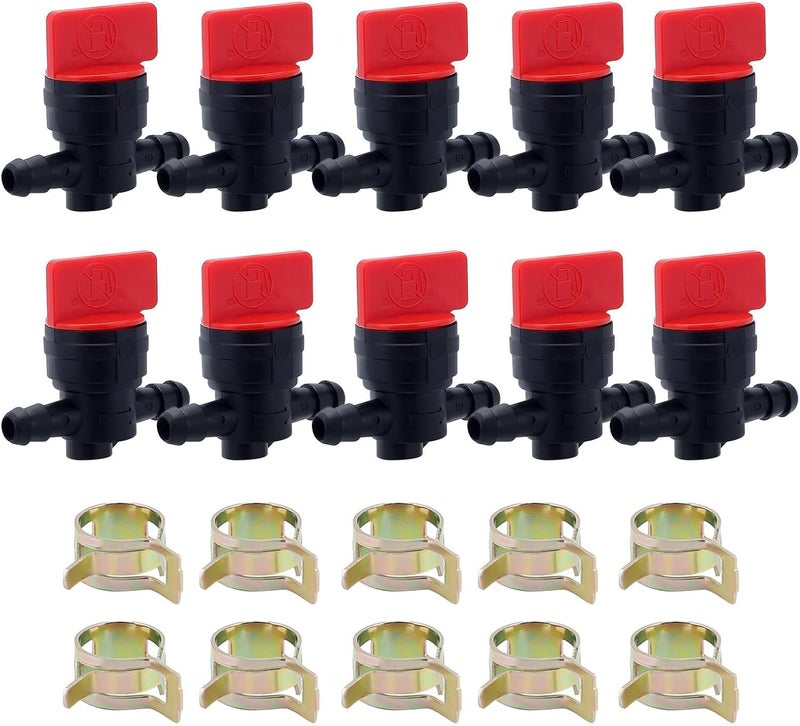 Hipa 1/4" Inline Fuel Shut Off Valve for 493960 494768 698183 Lawnmower Fuel Shut Off Valve Compatible with John Deere AM36141 AM107340 Kohler Fuel Cut Off 10Pack - Image 1