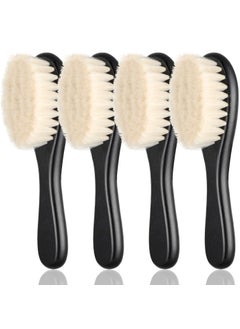 Patelai 4 Pieces Barber Fade Brush Set with Natural Fiber Wooden Handle  Beard Styling Brush Neck Duster and Cleaning Brush for Mens Grooming 