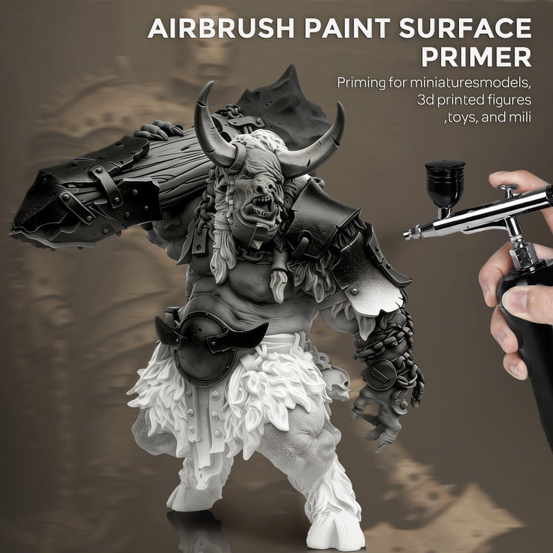 Nicpro Black, Gray, White Surface Primer Airbrush Paint (8.4oz, 250 ml), Matte Finish, Ready To Spray Air Brush Acrylic Primer for Beginners & Artists Priming Plastic Models, Miniature Figures, Craft - Image 2