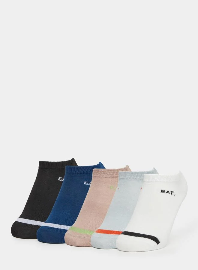 Styli Pack of 5 - Contrast Detail Ribbed Cuff Crew Socks