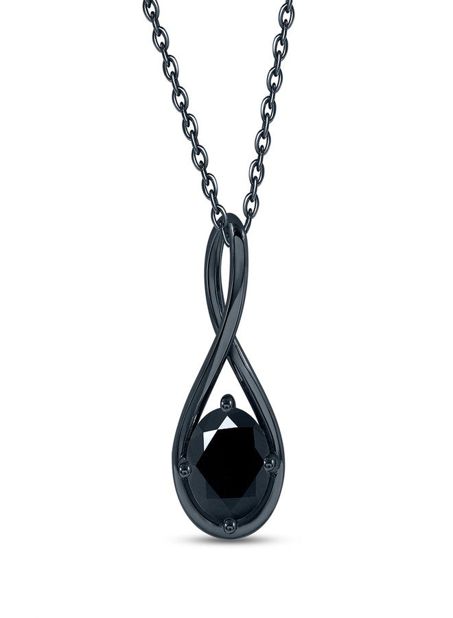 SAVEARTH DIAMONDS Solitaire Pendant Necklace for Women for Women 7MM Round Lab Created Moissanite Infinity Dainty Necklace 16''+2'' Extender in 18K Black Gold Plated Jewelry Gift for Her - Image 1
