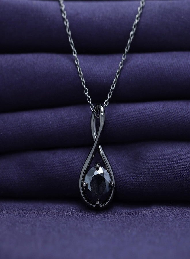 SAVEARTH DIAMONDS Solitaire Pendant Necklace for Women for Women 7MM Round Lab Created Moissanite Infinity Dainty Necklace 16''+2'' Extender in 18K Black Gold Plated Jewelry Gift for Her - Image 3