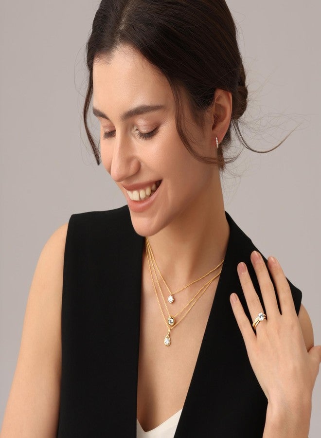 SAVEARTH DIAMONDS Solitaire Pendant Necklace for Women for Women 7MM Round Lab Created Moissanite Infinity Dainty Necklace 16''+2'' Extender in 18K Black Gold Plated Jewelry Gift for Her - Image 4