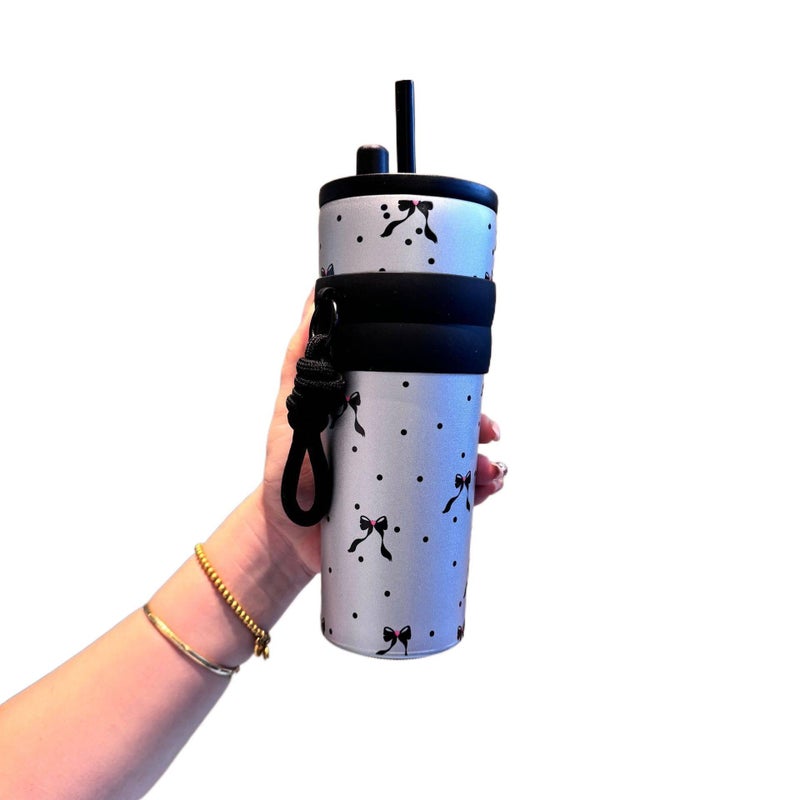 710 ml Stainless Steel Coffee Mug Straw Lid with Carry Handle - Image 1