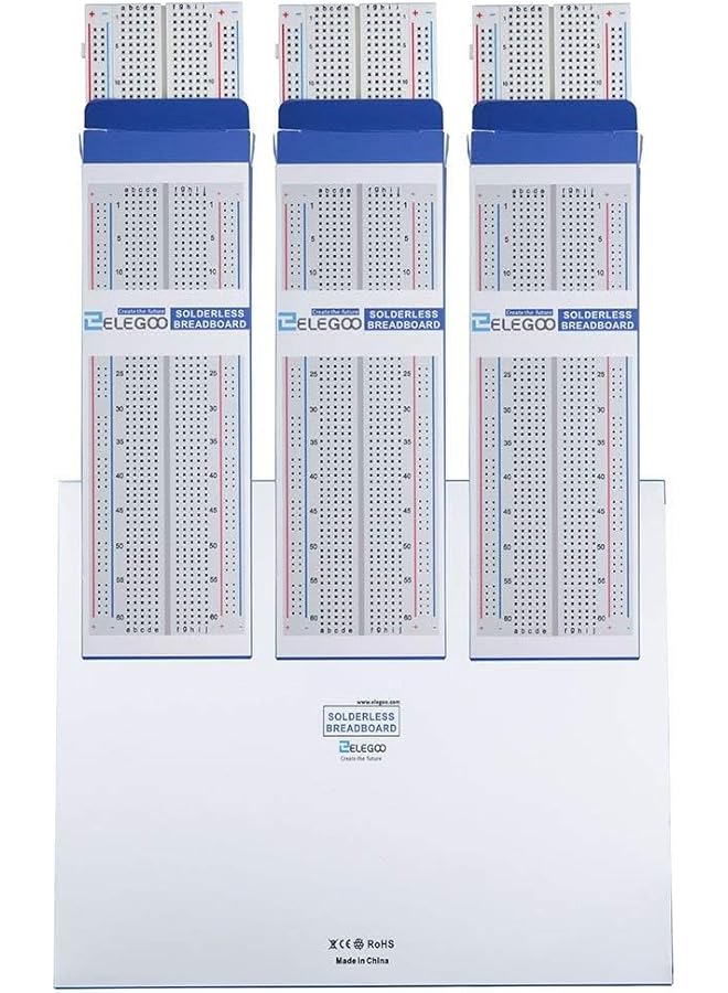 ELEGOO 3Pcs Breadboard 830 Point Solderless Prototype Pcb Board Kit For Arduino Proto Shield Distribution Connecting Blocks - Image 5