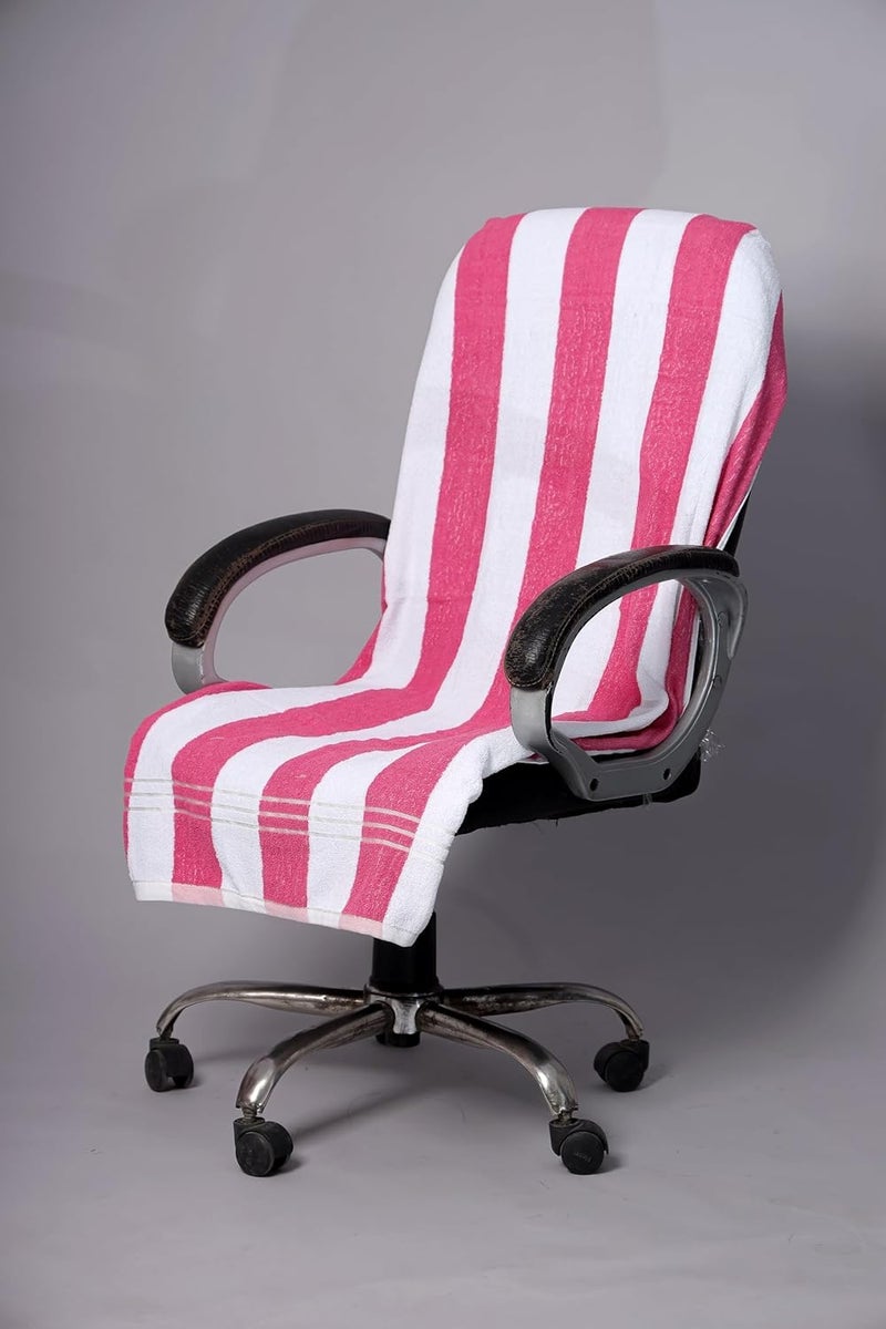DRYHUG A Cotton Chair Towel Soft for 500 GSM - Super Soft Office Chair,School Office Chair,Home Chair,Reception Chair etc,Chair Towel with Tie Knot(Pink LINE) - Image 4
