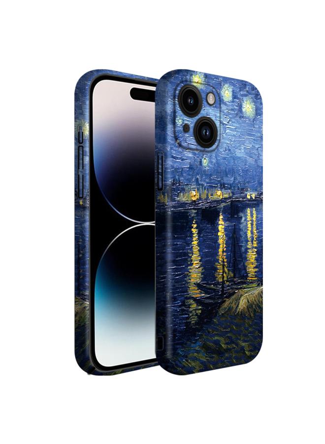 Apple iPhone 15 Art Oil Painting Phone Case - Van Gogh Starry Night Over the Rhone - Full Pack Frosted Cool Creative Lens Anti Drop Case  - Image 2