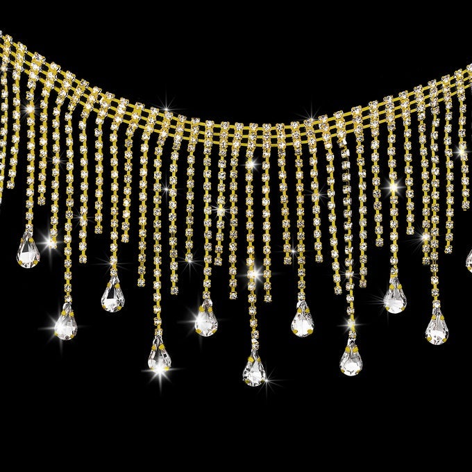 CRYSTAL RHINESTONE TRIM RIBBON 1 YARD TASSEL CHAIN SEWING CRAFT FOR WEDDING BRIDAL PARTY CLOTHING EMBELLISHMENT DIY NECKLACE