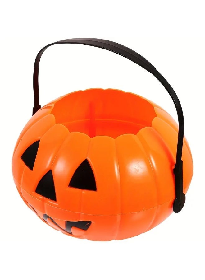 Home Smart Halloween Pumpkin Buckets with Handle Set of 2 Pcs Halloween Trick or Treat Basket for Candy Party School Theme Play and Party Favor. - Image 1