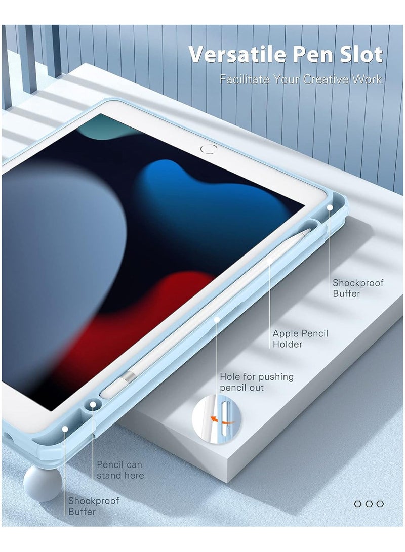 DUSALA 2 in 1 Case for iPad 9th Generation 2021/iPad 8th Generation 2020/iPad 7th Generation 2019 10.2 inch with Pencil Holder, Slim Protective Cover with Clear Back Shell, Auto Wake/Sleep With Tempered Glass - Image 2