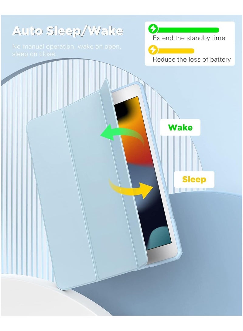 DUSALA 2 in 1 Case for iPad 9th Generation 2021/iPad 8th Generation 2020/iPad 7th Generation 2019 10.2 inch with Pencil Holder, Slim Protective Cover with Clear Back Shell, Auto Wake/Sleep With Tempered Glass - Image 5