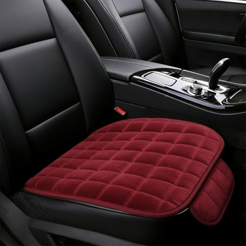 YoRise Car Seat Cushion Soft Plush Auto Seat Pad with Storage Pocket Car Driver Seats Protector Cover with NonSlip Rubber Bottom Winter Vehicle Accessory for SUV Truck Home Office Red - Image 1