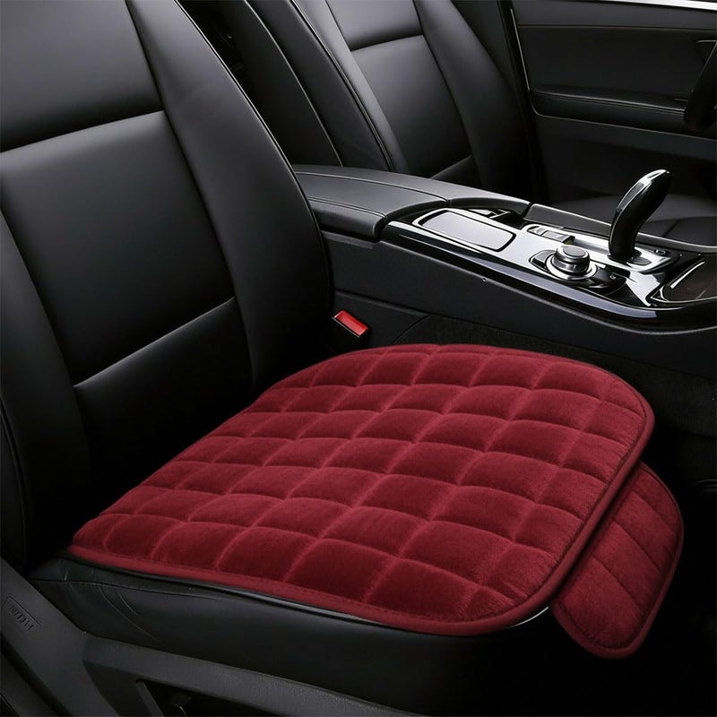 YoRise Car Seat Cushion Soft Plush Auto Seat Pad with Storage Pocket Car Driver Seats Protector Cover with NonSlip Rubber Bottom Winter Vehicle Accessory for SUV Truck Home Office Red - Image 3