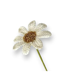 Happy Threads Happy Threads|Daisy Dreams, Eco-Friendly Handcrafted Single Stem Crocheted Flowers - Child-Safe, Lead-Free, Sustainable Decor & Gift Solution-White  - Image 2