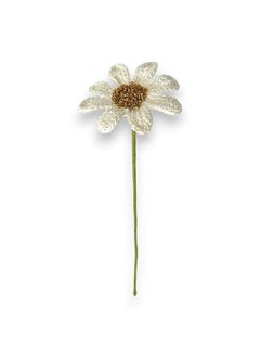 Happy Threads Happy Threads|Daisy Dreams, Eco-Friendly Handcrafted Single Stem Crocheted Flowers - Child-Safe, Lead-Free, Sustainable Decor & Gift Solution-White  - Image 1
