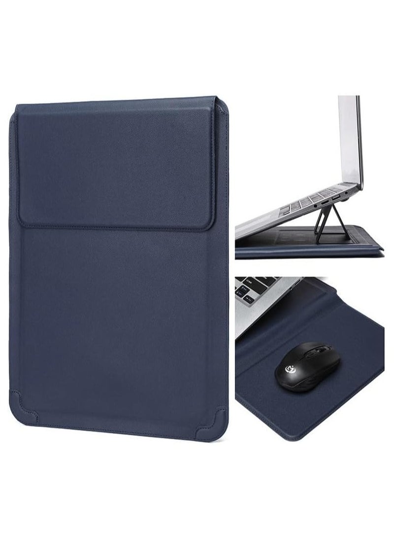 15-16 Inch Laptop Sleeve with Stand and Mouse Pad Leather Laptop Case Notebook Computer Protective Cover Slim Bag Compatible with Mac-Book Air/Pro Dell Lenovo - Image 1
