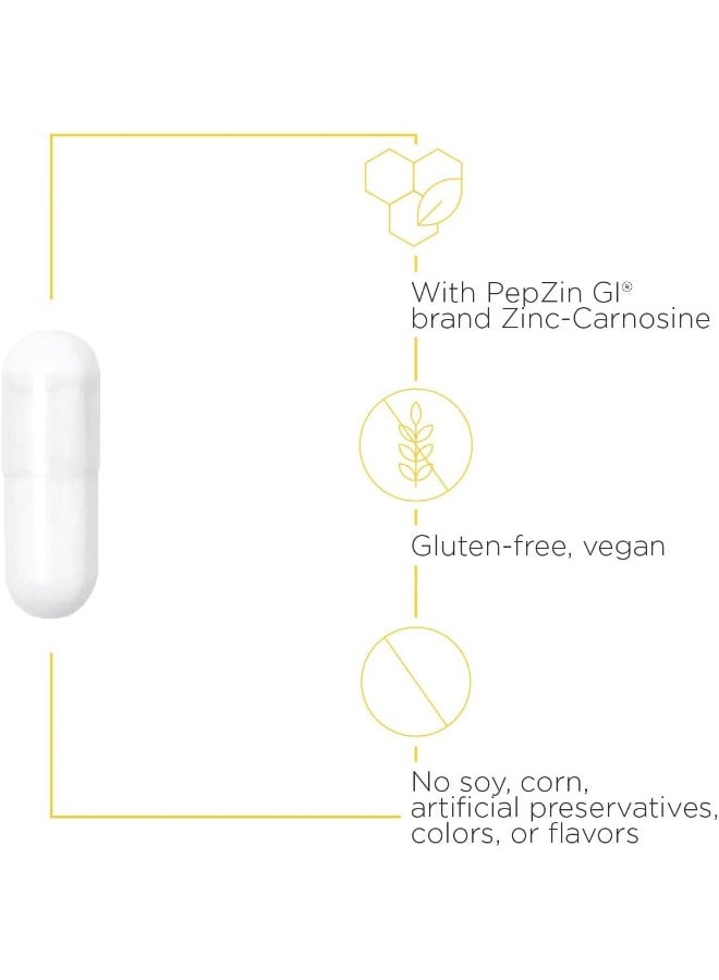 Integrative Therapeutics Zinc-Carnosine - PepZin GI Brand Supplement with Zinc-Carnosine - GI Tract Support* - Gluten Free & Vegan - 60 Capsules - Image 3