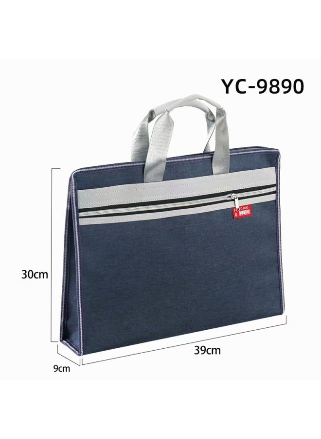 HELPS A4 Satchel Document Bag Customized Large-capacity Multi-functional Document Bag Oxford Cloth Double Zipper Information Conference Briefcase - Image 1