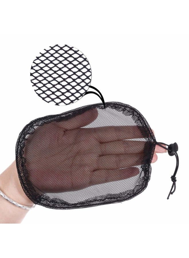 yantaisiyu 5Pcs Black Weaving Net Cap Ponytail Net with Elastic Drawstring for Making Hair Bun Hair Wig Making Tools for Women (Square) - Image 3