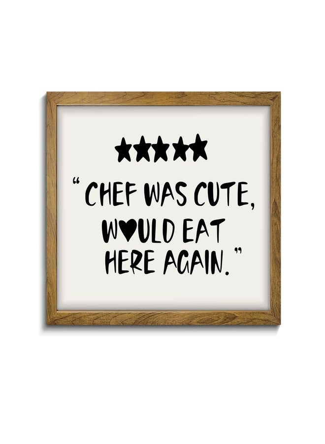 calmart Chef Was Cute Would Eat Here Again - Trendy Kitchen Art, Funny Quotes Wall Art, Guest Check Print, Quirky Home Decor, Framed Kitchen Wall Decor - Image 1