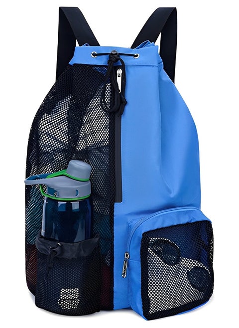 Swim Bag Mesh Drawstring Backpack With Wet Pocket Beach Backpack For Swimming, Gym, And Workout Gear