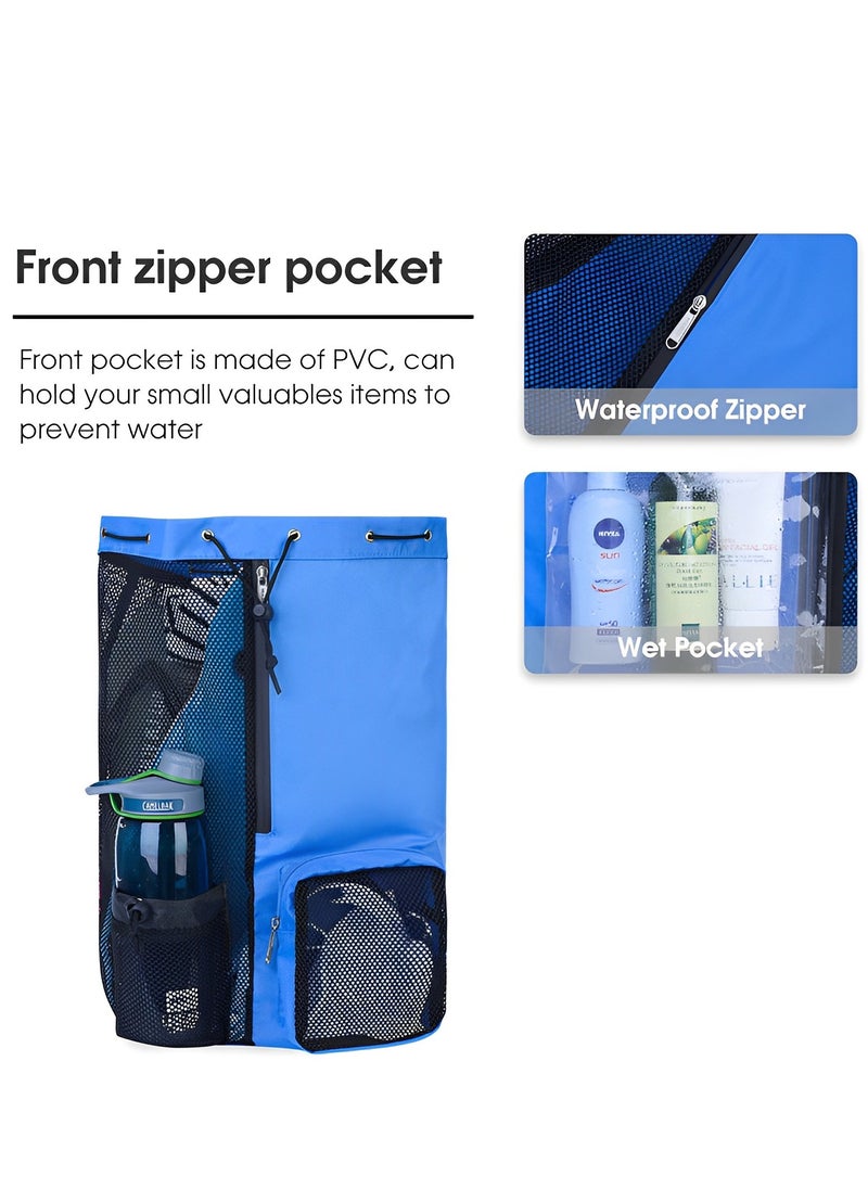 Skycare - Swim Bag Mesh Drawstring Backpack With Wet Pocket Beach Backpack For Swimming, Gym, And Workout Gear - Image 1