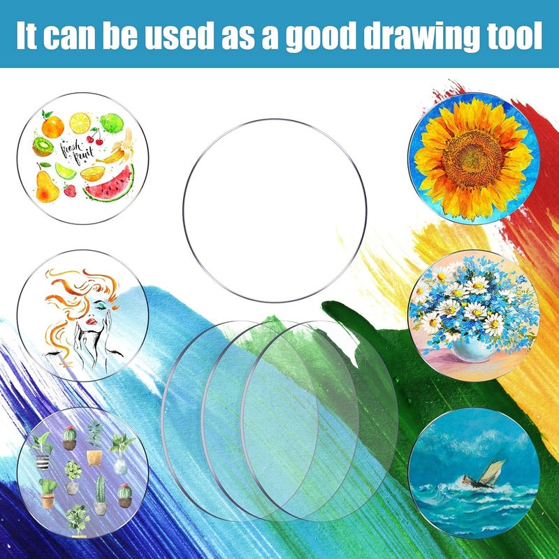 كلاراكو 24 قطعة من أقراص الأكريليك الدائرية الشفافة للرسم، صفائح أكريليك دائرية سميكة وشفافة، زينة أكريليك، أقراص أكريليك دائرية فارغة للزينة من أجل DIY، والحرف الفنية، والنقش (1.5 بوصة) - Image 5