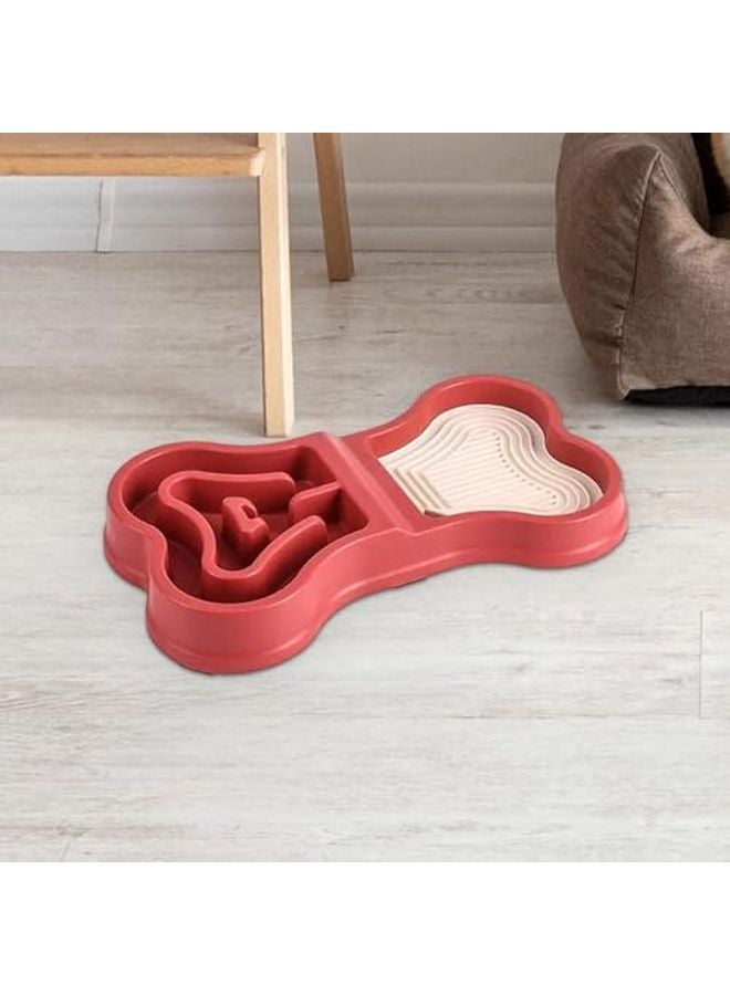 Red Slow Feed Dog Bowl Puzzle Feeder Prevents Bloating Dishwasher Safe - Image 3