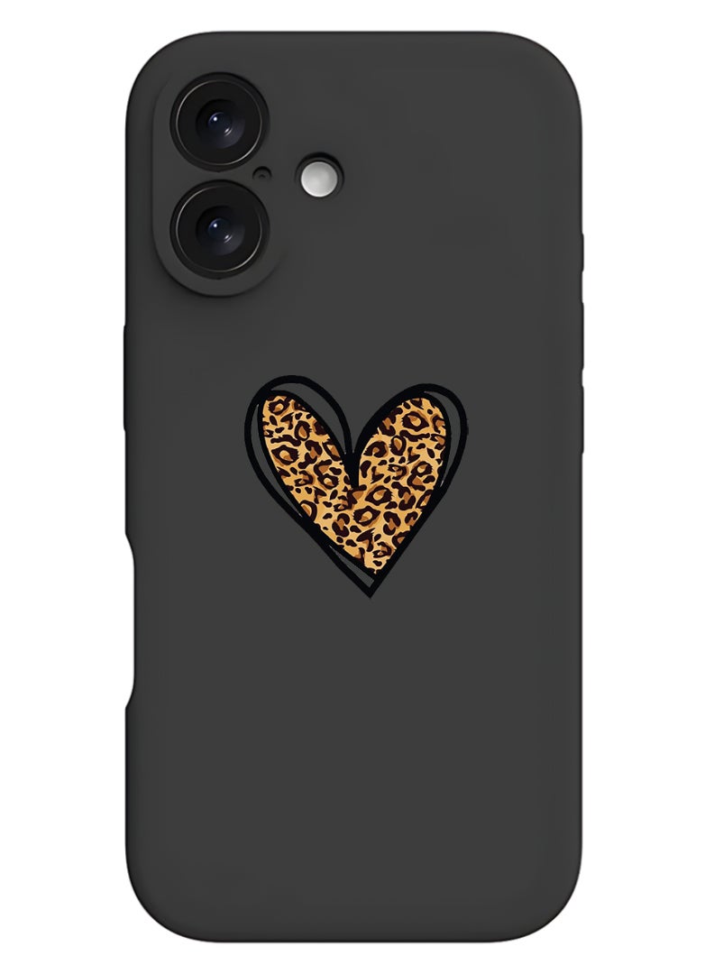 Theodor iPhone 16 Plus Black Protective Slim Fit Case Liquid Silicone Cover with Full Body Protection Anti-Scratch Shockproof Case For iPhone - leopard Print - Image 1