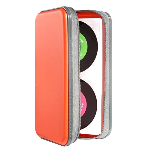 UENTIP 96 Capacity CD Case,Portable DVD Hard Plastic Case Holder CD Organizer Wallet Protective DVD Storage (96, Orange) - Image 1