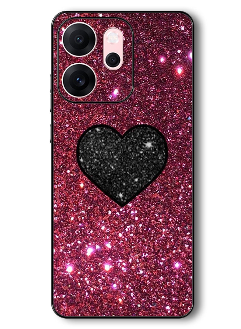 Theodor Case Compatible with Oppo Reno 14 F 6.57 Inch Protection Shockproof Bumper Cover Black Heart - Image 1
