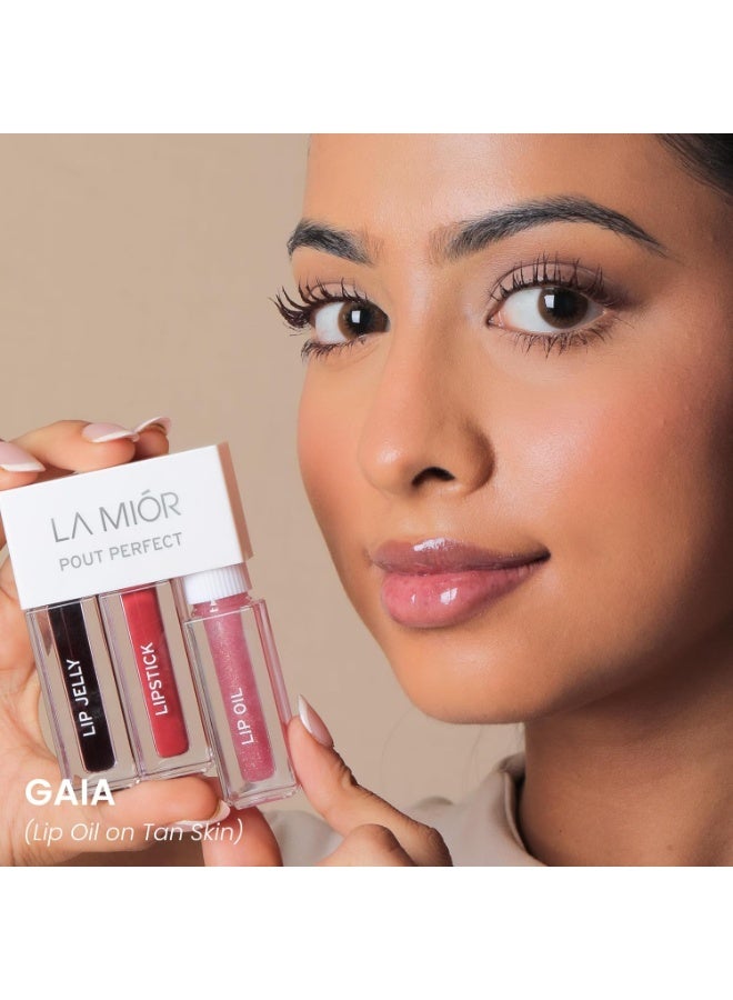 LaMior Pout Perfect 3-in-1 Lip Kit | Long-Lasting Lip Stain, Hydra Matte Liquid Lipstick & Non-Sticky Glossy Lip Oil | Hydrating, Vegan & Cruelty-Free Peptide Lip Care | Travel Makeup Kit with Nourishing Ceramides & Noni - Image 2