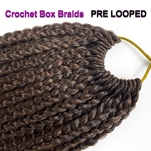 Chicmoi 1B/30 Goddess Box Braid Crochet Hair 24 Inch T30 Ombre Brown Crochet Box Braids Pre Looped braid Hair for Black Women Soft 6 Packs 144 Strands Chicmoi (T30, 24 inch 6 pack) - Image 3