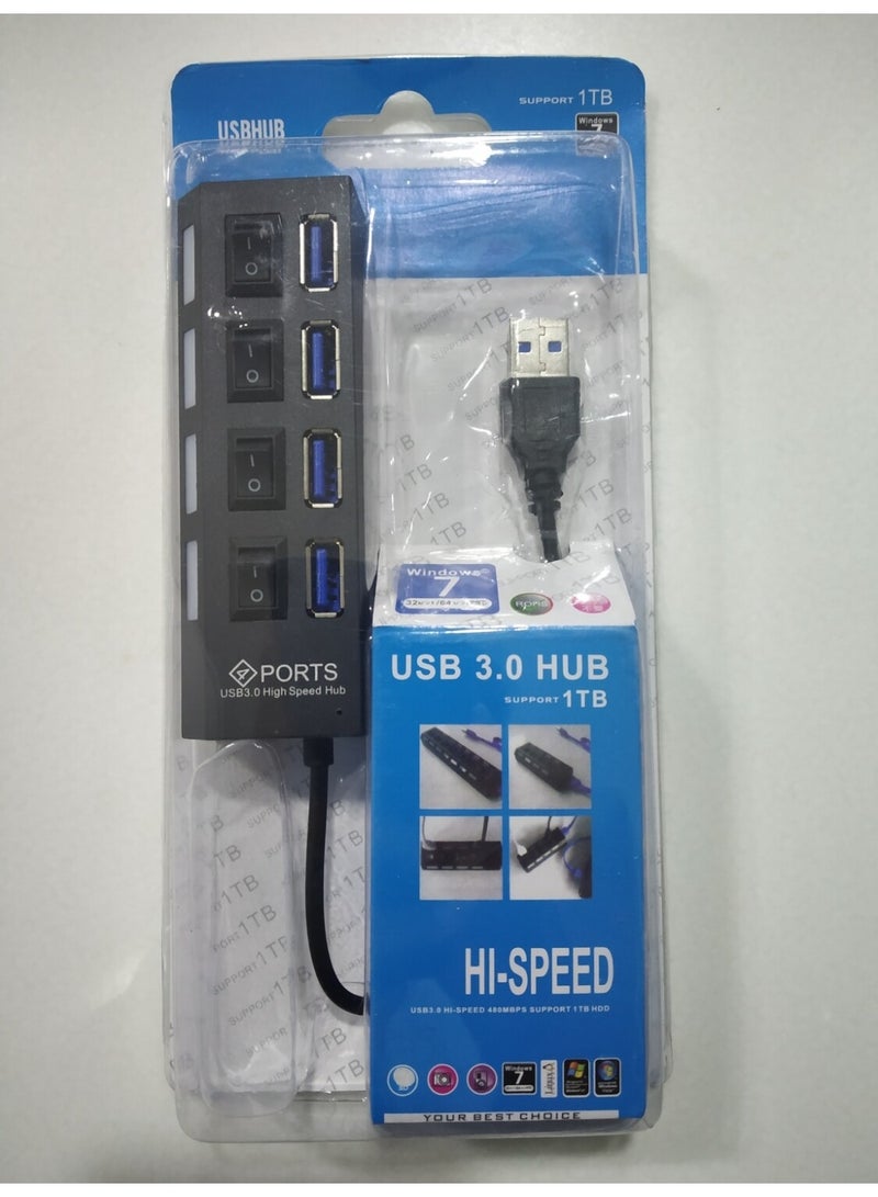 USB 3.0 4 Port Hub Support 1TB