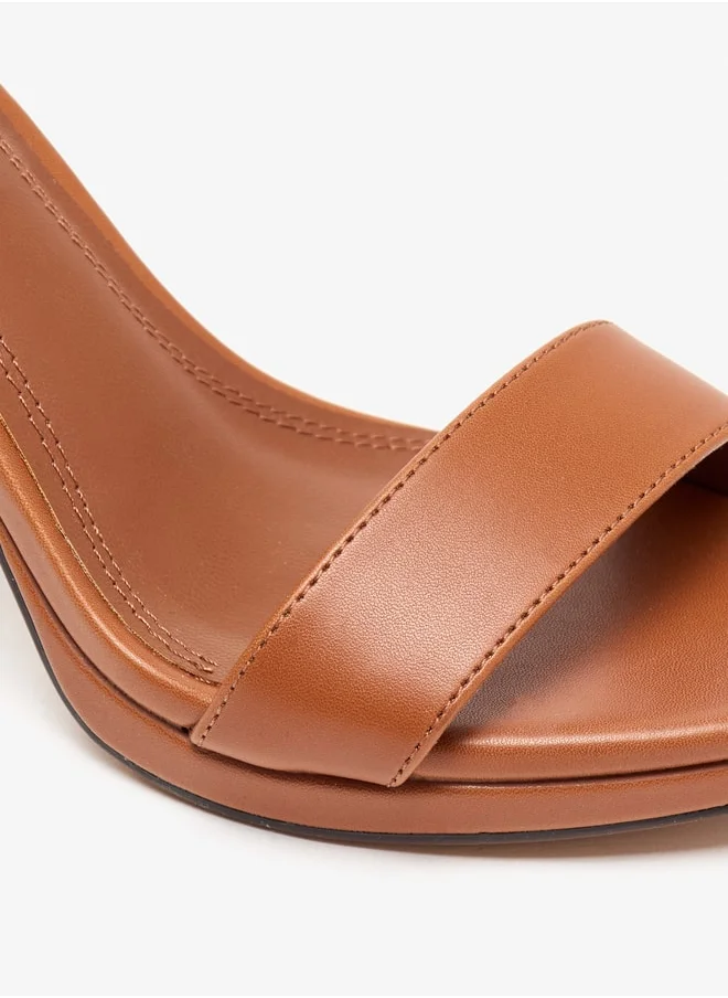ايل Women's Solid Ankle Strap Sandals with Block Heels and Buckle Closure