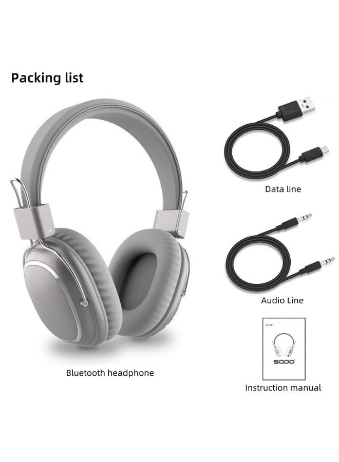 سودو سماعة رأس لاسلكية SODO 1004 قابلة للطي ومتوافقة مع تقنية البلوتوث 5.1، سماعة رأس سلكية لاسلكية مزودة بميكروفون وتدعم TF - Image 1