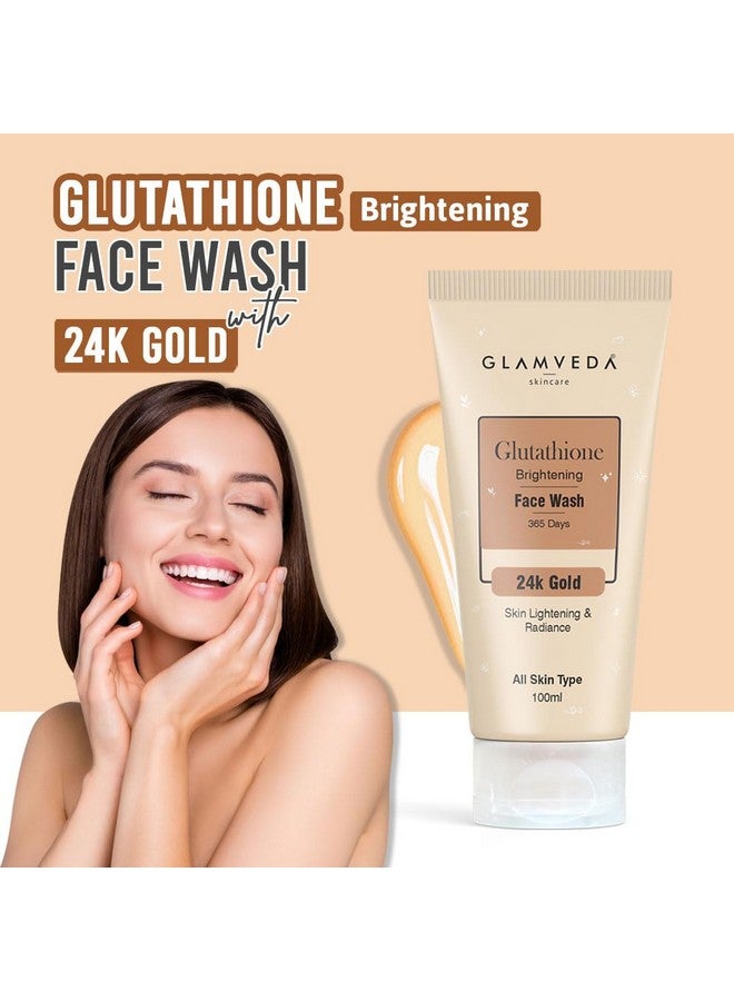 Glamveda غلامفيدا غلوتاثيون غسول وجه 24k ذهب يفتح لون البشرة (عبوة من 2) 200 مل | يعزز الإشراقة الطبيعية، معزز الإشراق | لجميع أنواع البشرة (2) - Image 2