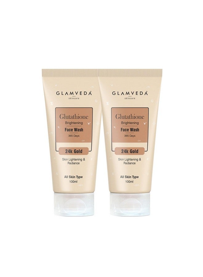 Glamveda غلامفيدا غلوتاثيون غسول وجه 24k ذهب يفتح لون البشرة (عبوة من 2) 200 مل | يعزز الإشراقة الطبيعية، معزز الإشراق | لجميع أنواع البشرة (2) - Image 1