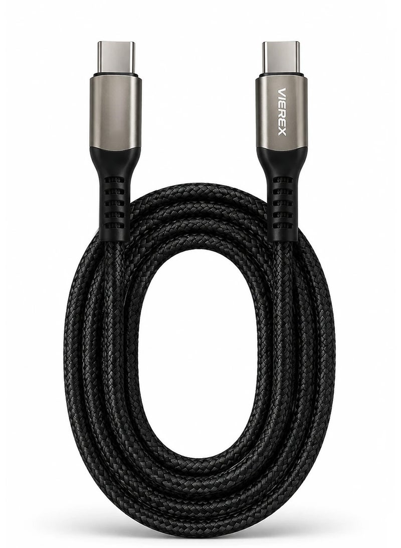 Vierex VC-14 65W USB C to USB C Fast Charging Cable Power Delivery PD Charging Cord Braided Data Cable for Laptops Tablets Smartphones, 1m - Image 1