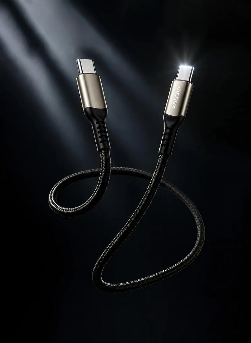 Vierex VC-14 65W USB C to USB C Fast Charging Cable Power Delivery PD Charging Cord Braided Data Cable for Laptops Tablets Smartphones, 1m - Image 2