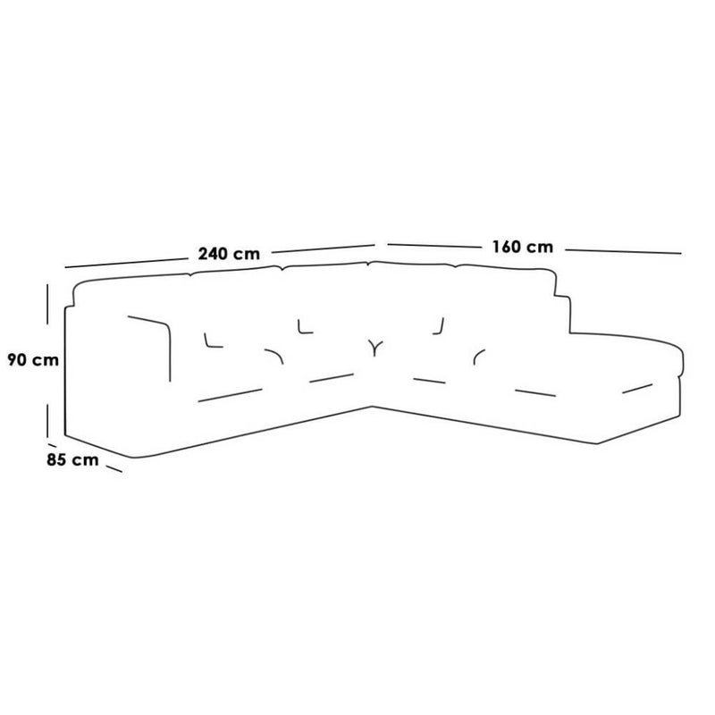 Betak Corner sofa 240x90x85x160 cm - Grey - Image 2