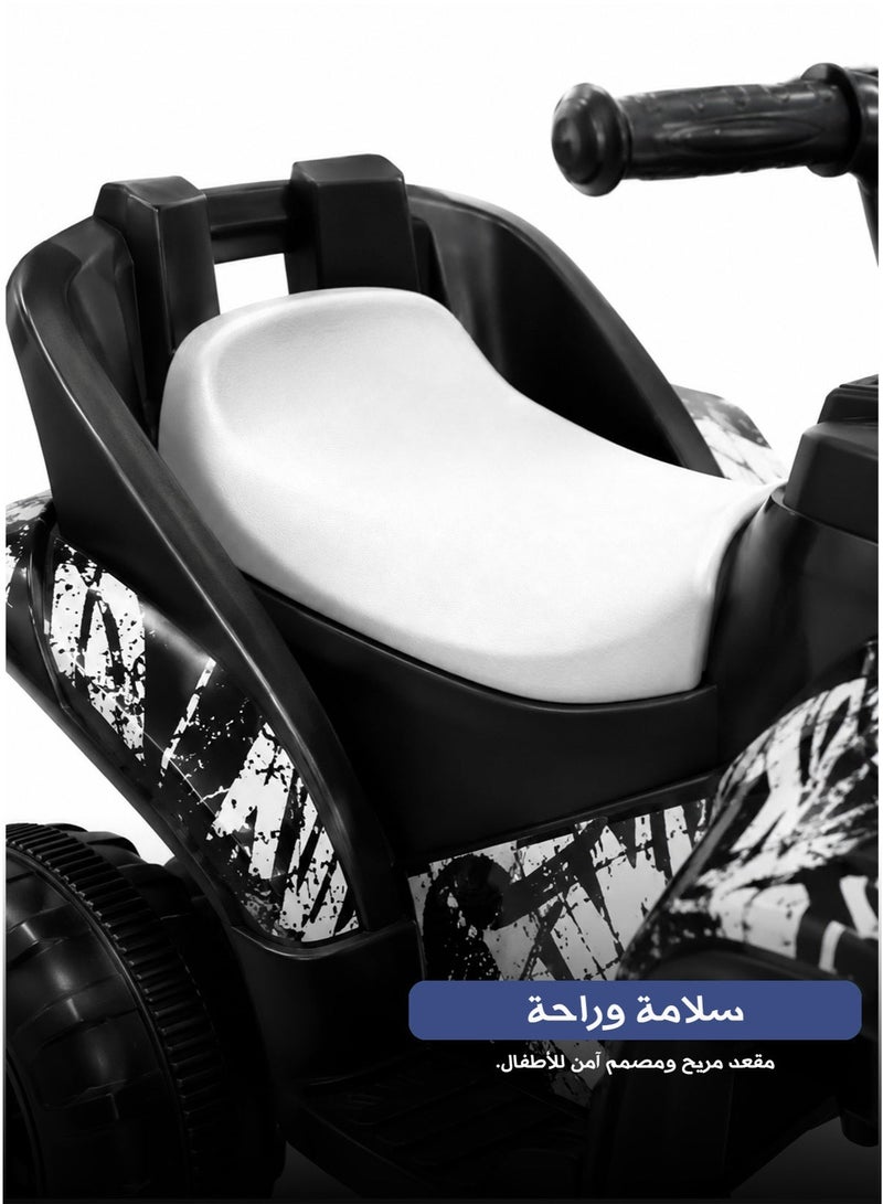 مركبة ATV كهربائية بأربع عجلات للأطفال، لعبة ركوب، أسود وأحمر – دراجة رباعية كهربائية للركوب للأولاد والبنات، مركبة لعب كهربائية للأطفال، مزودة بأضواء، مقعد مريح، تحكم بدواسة القدم، من عمر 3 سنوات فما فوق - Image 3