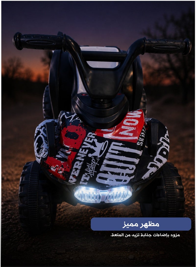 مركبة ATV كهربائية بأربع عجلات للأطفال، لعبة ركوب، أسود وأحمر – دراجة رباعية كهربائية للركوب للأولاد والبنات، مركبة لعب كهربائية للأطفال، مزودة بأضواء، مقعد مريح، تحكم بدواسة القدم، من عمر 3 سنوات فما فوق - Image 4