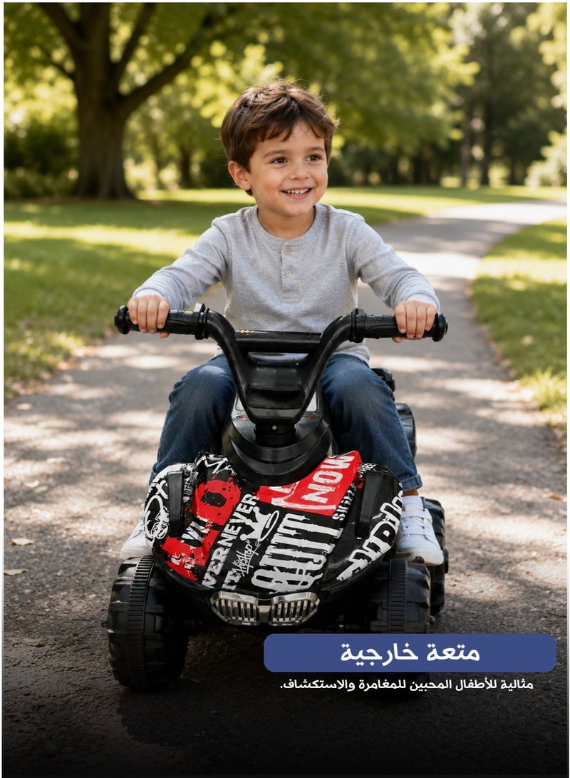 مركبة ATV كهربائية بأربع عجلات للأطفال، لعبة ركوب، أسود وأحمر – دراجة رباعية كهربائية للركوب للأولاد والبنات، مركبة لعب كهربائية للأطفال، مزودة بأضواء، مقعد مريح، تحكم بدواسة القدم، من عمر 3 سنوات فما فوق - Image 1