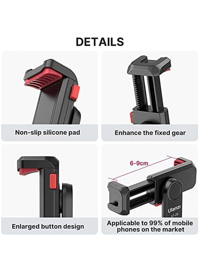 erorex Phone Tripod Mount St 06S Universal Smartphone Mount Adapter With 2 Cold Shoe 360° Rotates And Adjustable Cell Phone Clip Clamp Holder Compatible With Iphone Samsung Galaxy And All Phones…  - Image 5