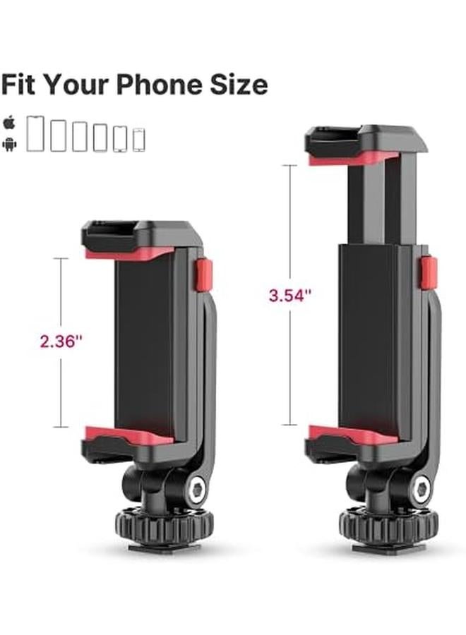erorex Phone Tripod Mount St 06S Universal Smartphone Mount Adapter With 2 Cold Shoe 360° Rotates And Adjustable Cell Phone Clip Clamp Holder Compatible With Iphone Samsung Galaxy And All Phones…  - Image 4