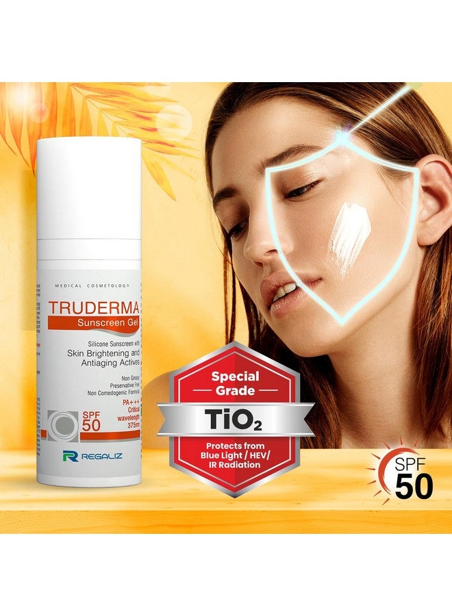 Regaliz Truderma Silicone Sunscreen Gel Spf 50+ Skin Brightening & Antiaging Broad Spectrum Uva & Uvb Protection 50Gm - Image 4